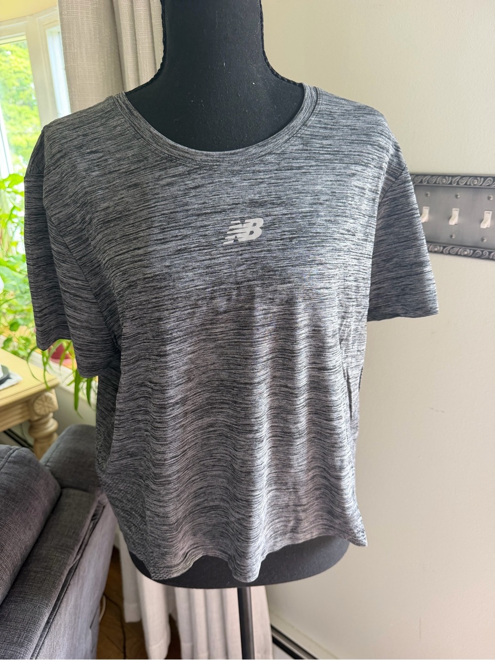 New Balance Gray Space Dye Short Sleeve Crew Tee